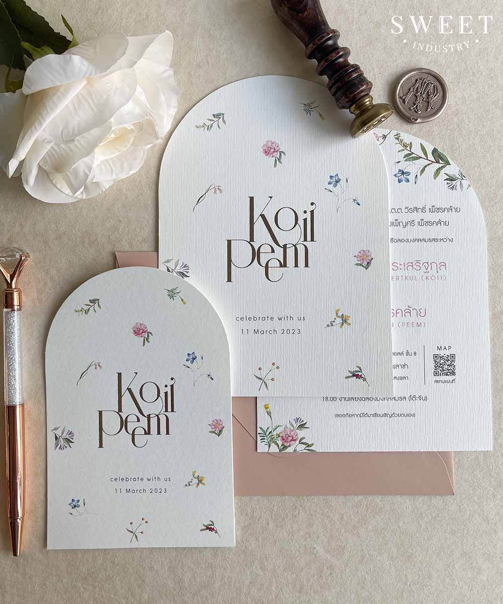 รวมการ์ดแต่งงานลายดอกไม้ยอดนิยม โทนหวาน โรแมนติก