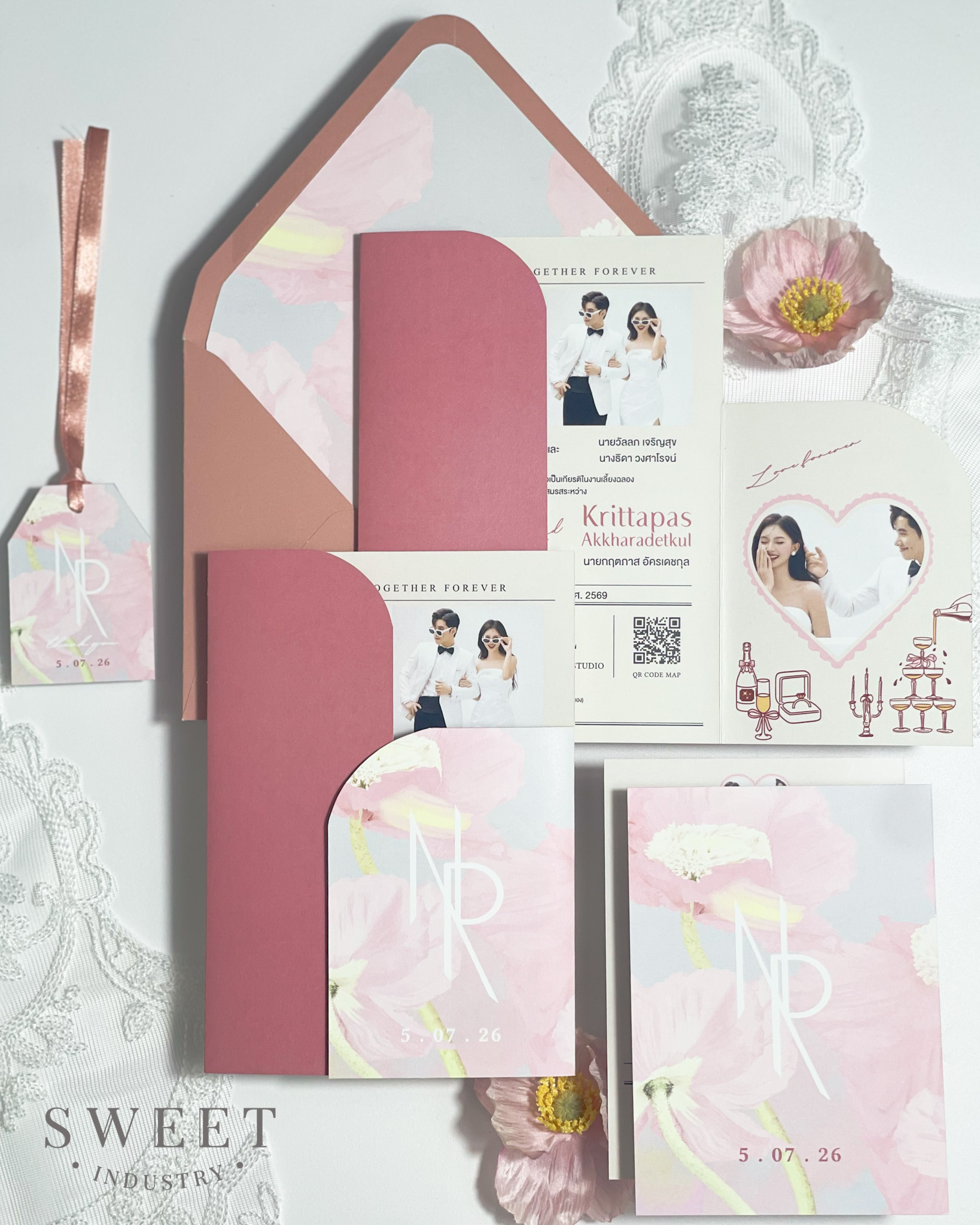 การ์ดแต่งงาน 5*7 นิ้ว (แบบพับ)