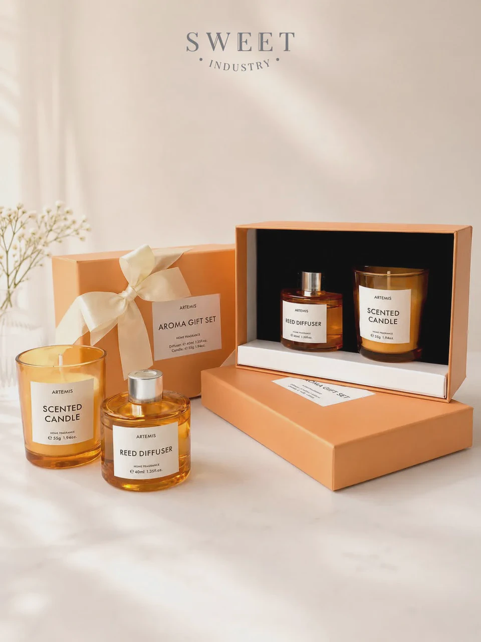 ของรับไหว้ ก้านไม้หอมและเทียนหอม      (Diffuser & Candle Set)